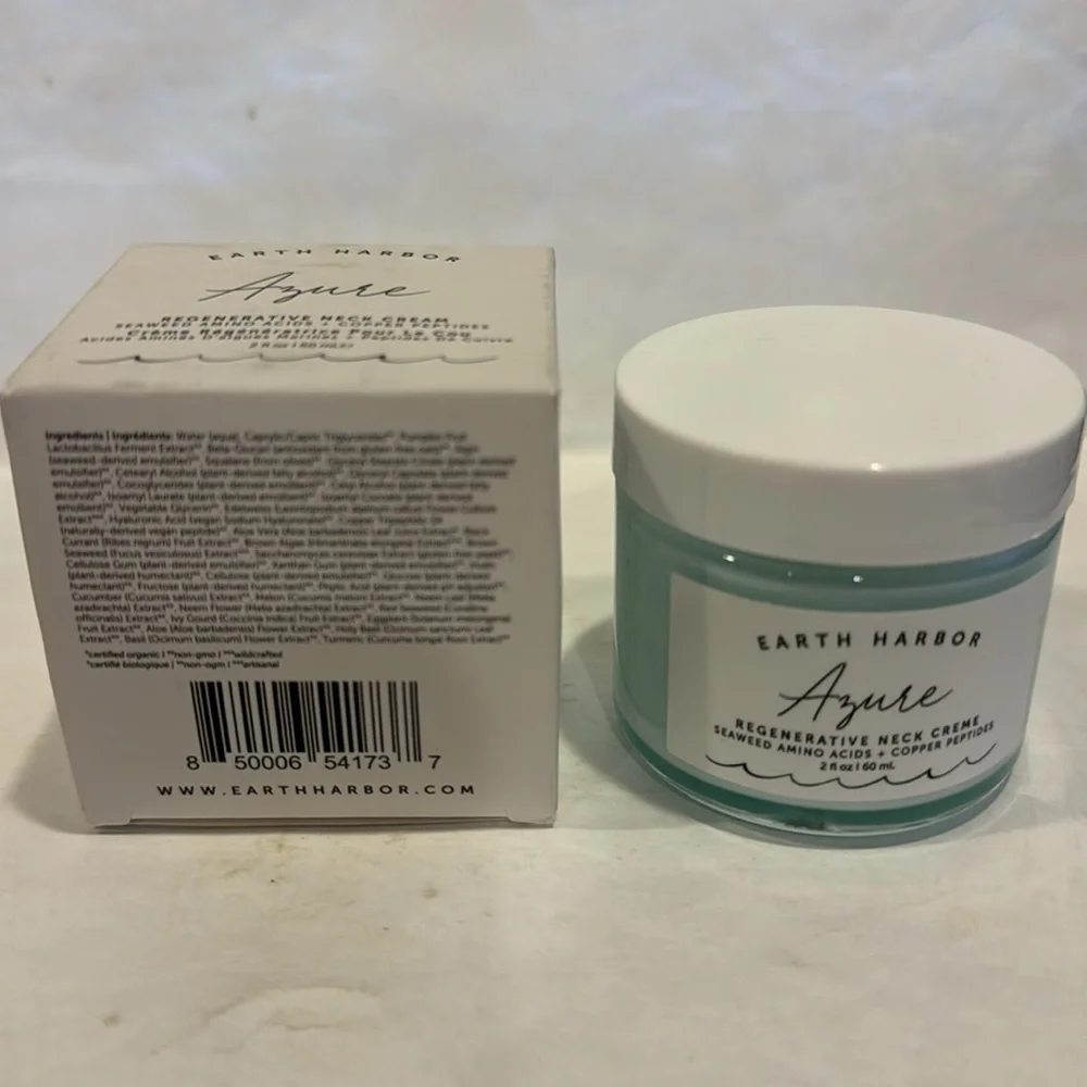 EARTH HARBOR AZURE Regenerative Neck Creme 2oz $48 NIB CLEAN BEAUTY